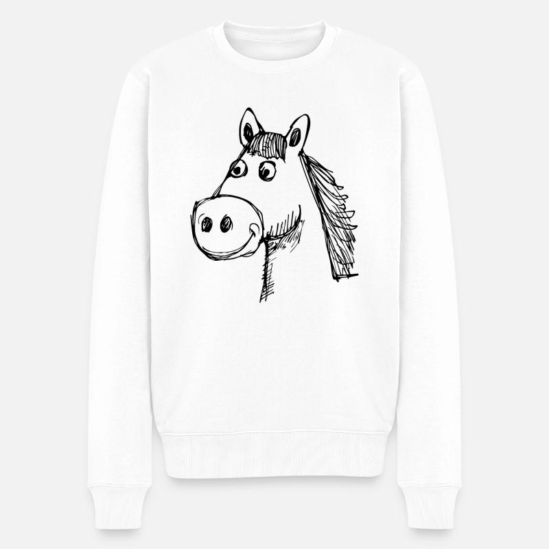 Cheval Chevaux Équitation Cavalier - Pull Premium bio Homme - blanc