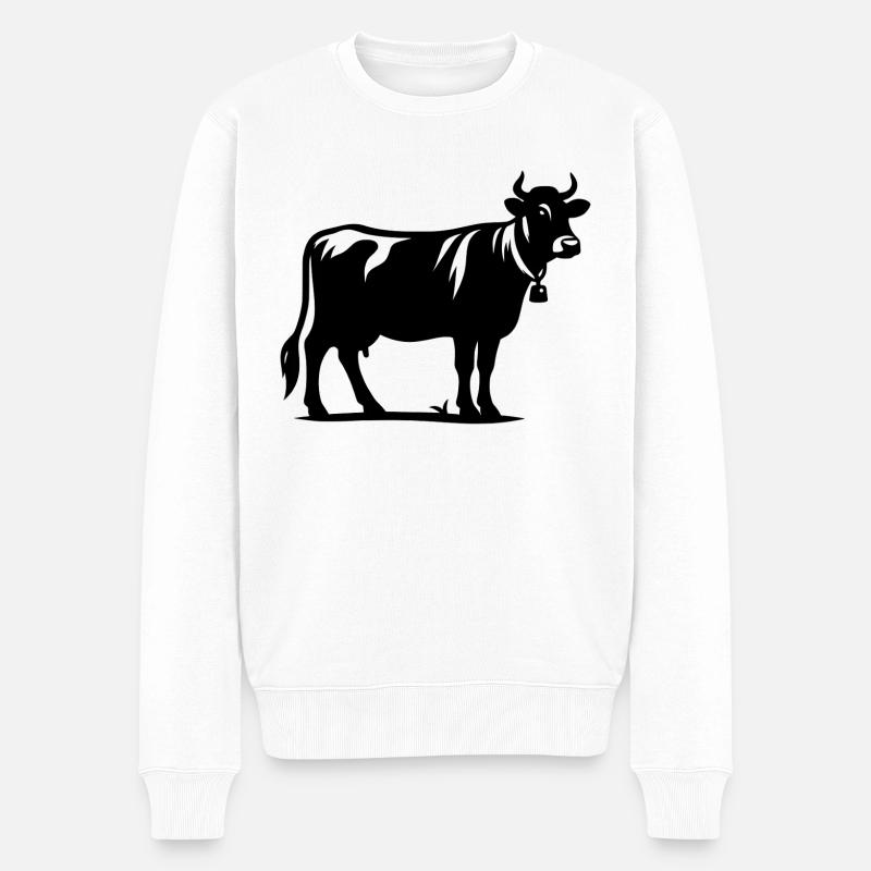Kuh Umriss - Männer Premium Bio Pullover - Weiß