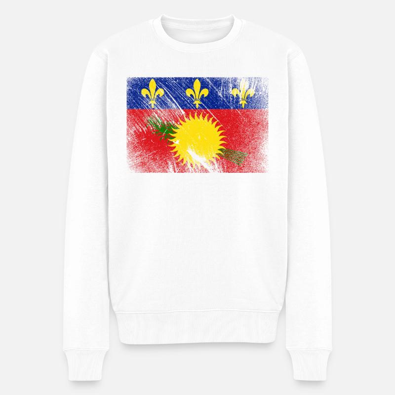 Drapeau de la Guadeloupe - Vintage Grunge - Pull Premium bio Homme - blanc