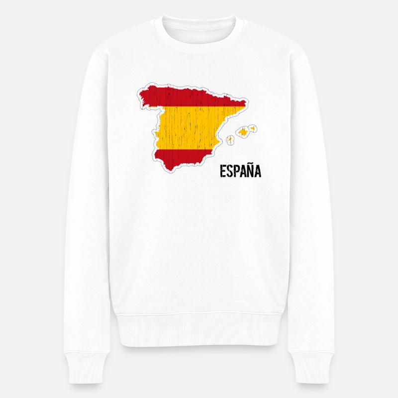 Espagne, drapeau, contour, souvenir - Pull Premium bio Homme - blanc