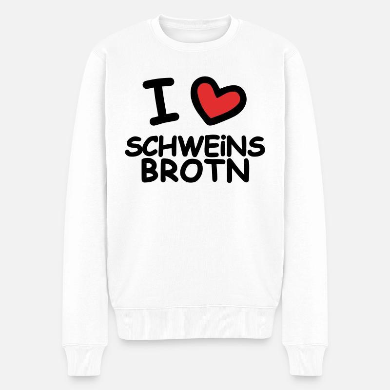 I Love Schweinsbrotn - Männer Premium Bio Pullover - Weiß