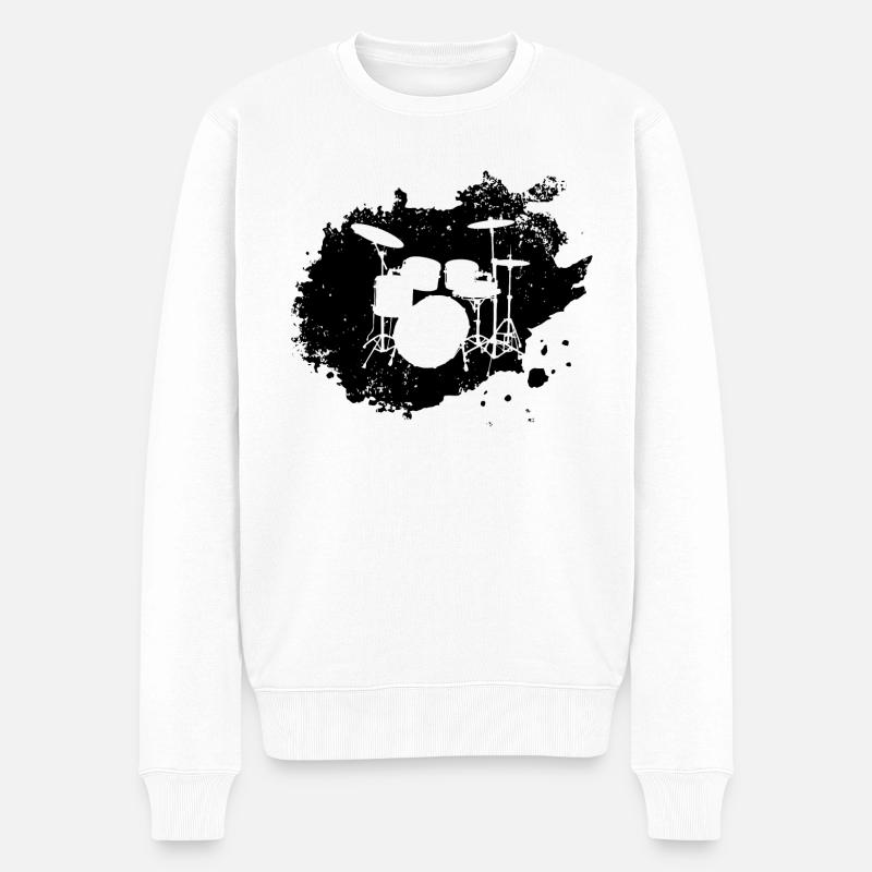 drums splat - Männer Premium Bio Pullover - Weiß