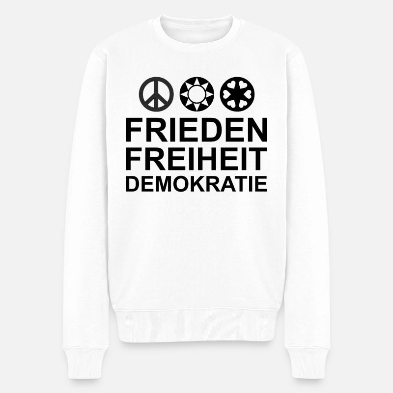 Statement Frieden Freiheit Demokratie 1 - Männer Premium Bio Pullover - Weiß