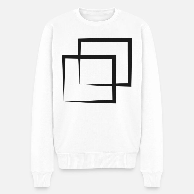 Motif de géométrie carrée - Pull Premium bio Homme - blanc