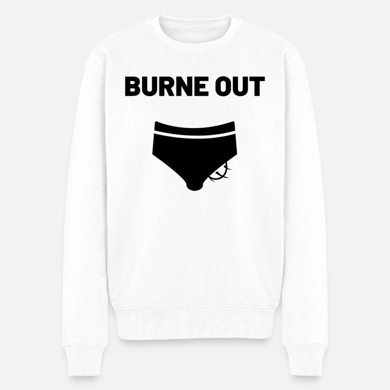 BURNE OUT - Pull Premium bio Homme - blanc