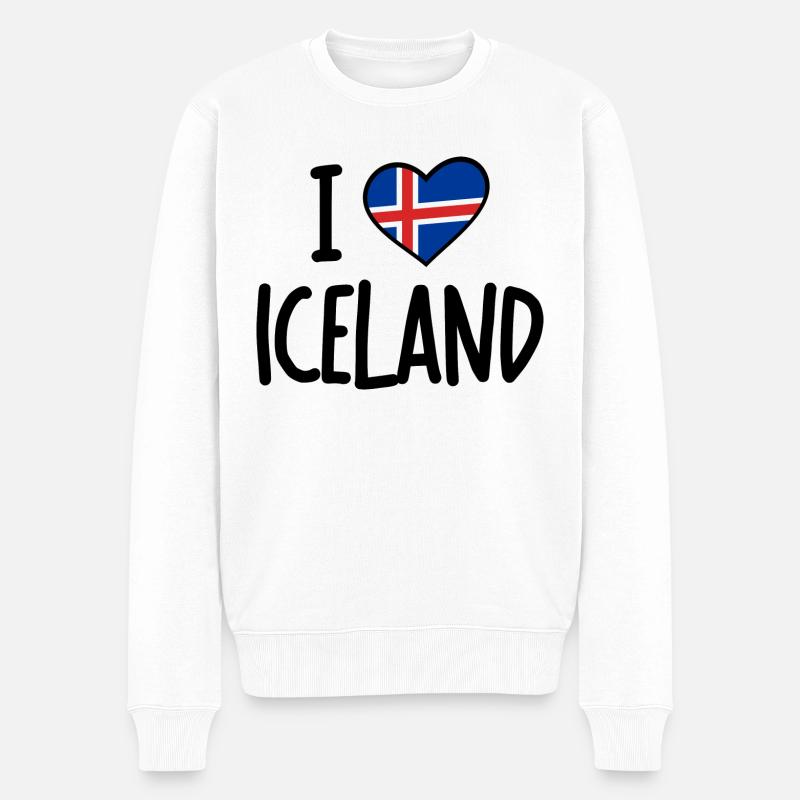 i love iceland - Männer Premium Bio Pullover - Weiß