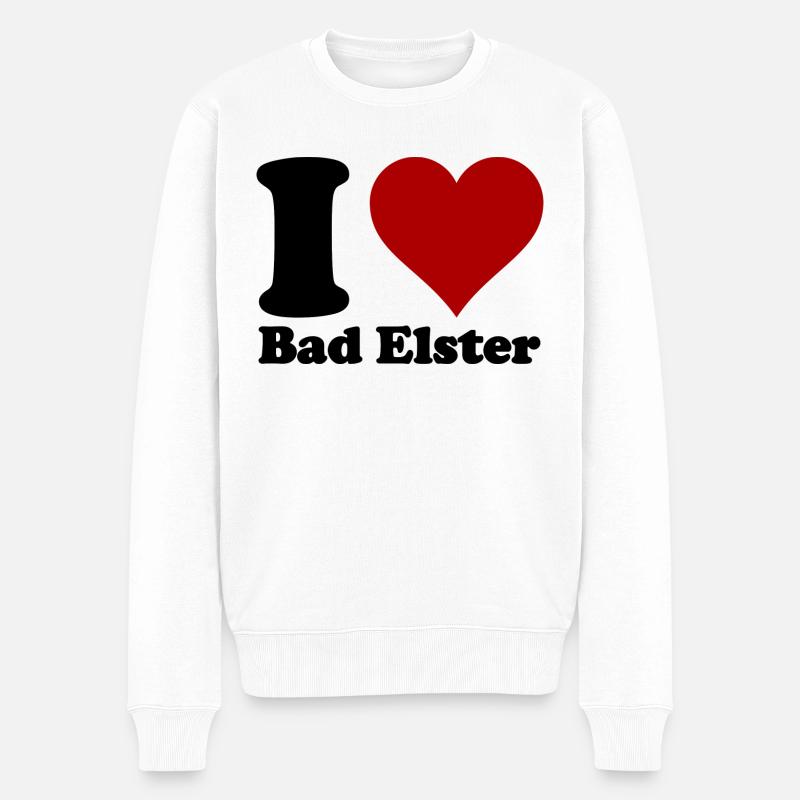 I Love Bad Elster - Männer Premium Bio Pullover - Weiß