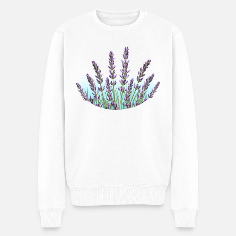 Lavendel Lavendelhalme Lavendelfeld - Männer Premium Bio Pullover - Weiß