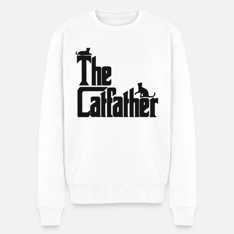 The Catfather Katze Katzenpapa lustig Mafia - Männer Premium Bio Pullover - Weiß