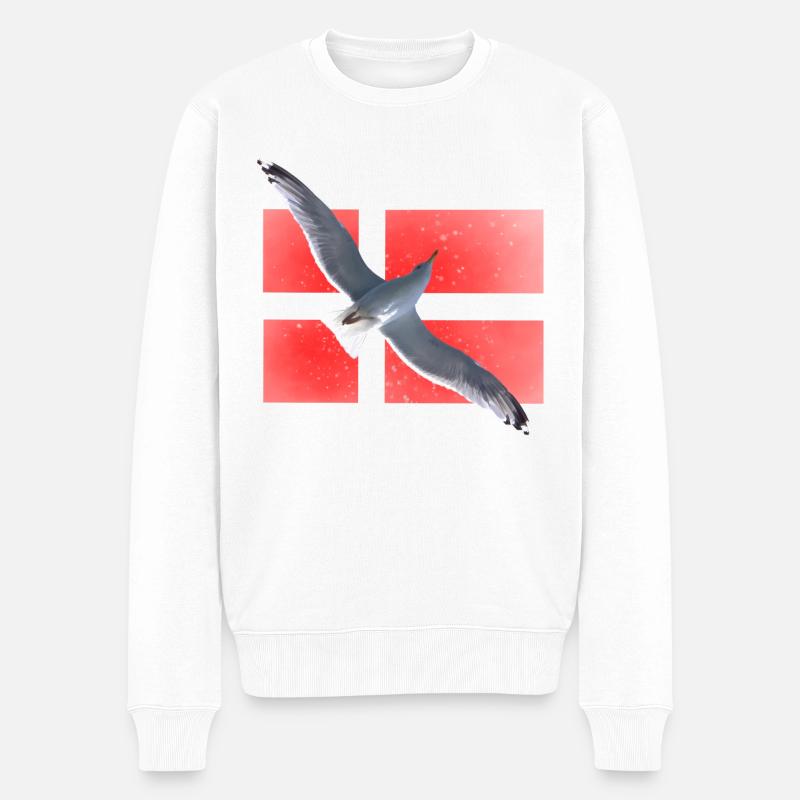 Dänemark Möwe Danmark - Männer Premium Bio Pullover - Weiß
