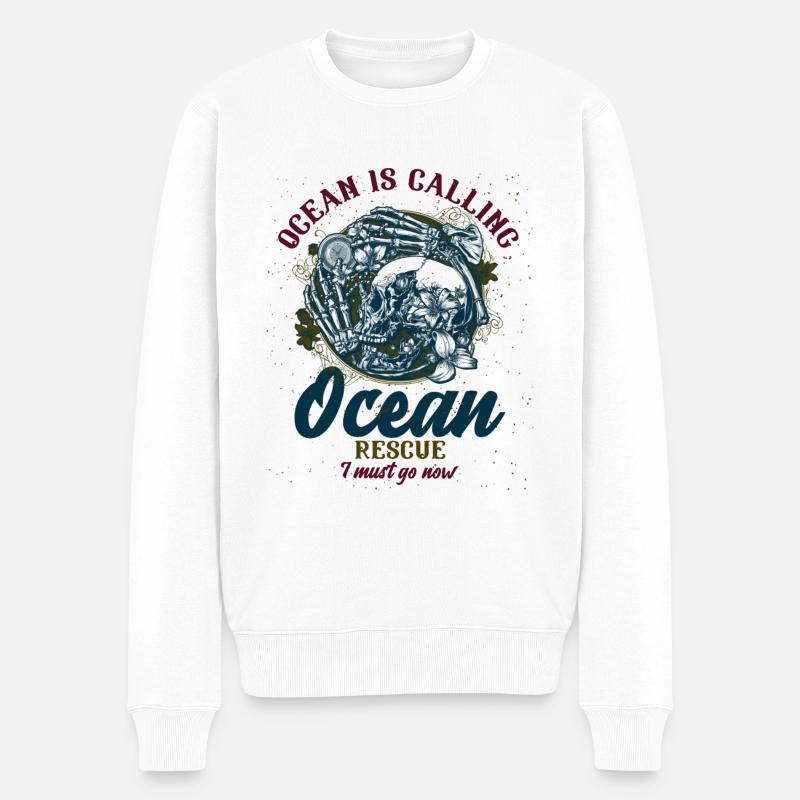 Ocean Calling - Männer Premium Bio Pullover - Weiß