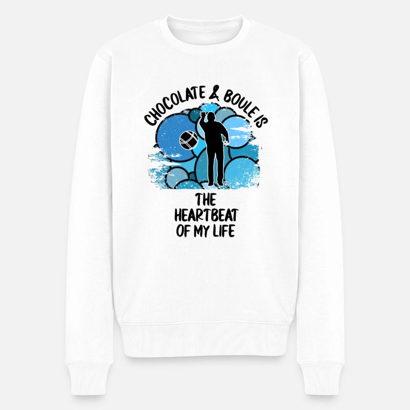 Boule Petanque Boccia Boules Schokolade - Männer Premium Bio Pullover - Weiß