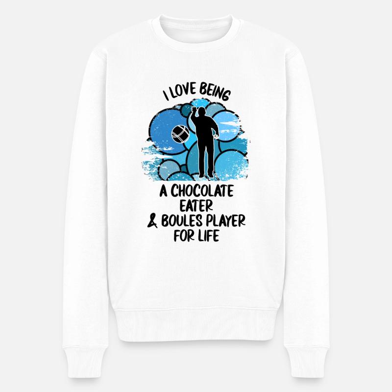Boule Pétanque Boccia Boules Chocolat - Pull Premium bio Homme - blanc