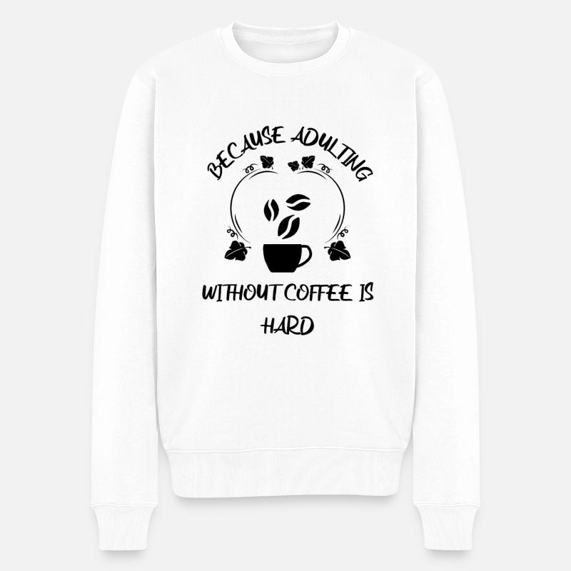 Café Espresso Café - Pull Premium bio Homme - blanc