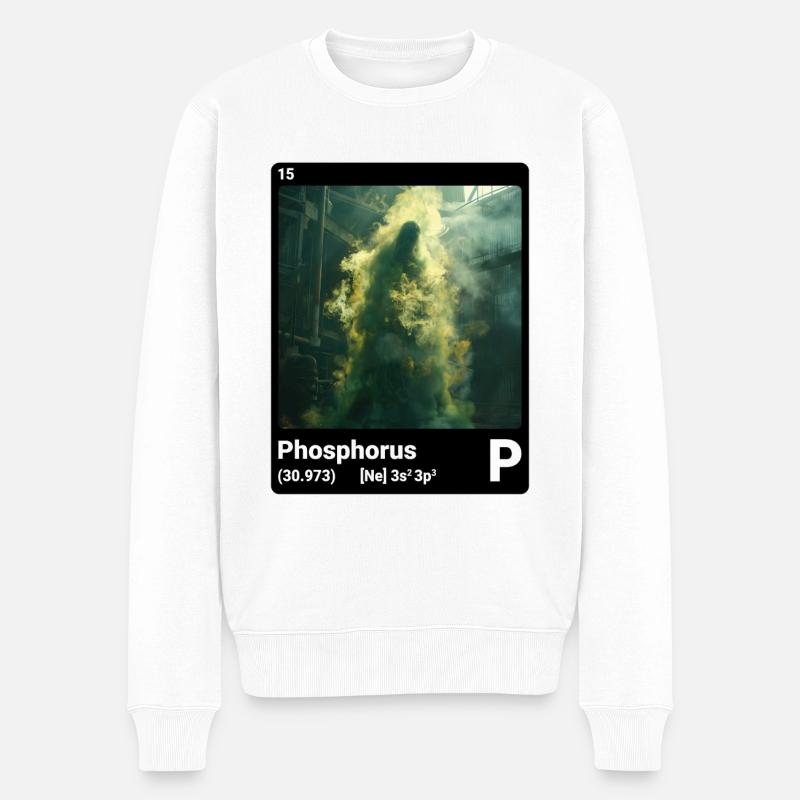 Periodensystemelement Phosphor (P) 015 - Männer Premium Bio Pullover - Weiß
