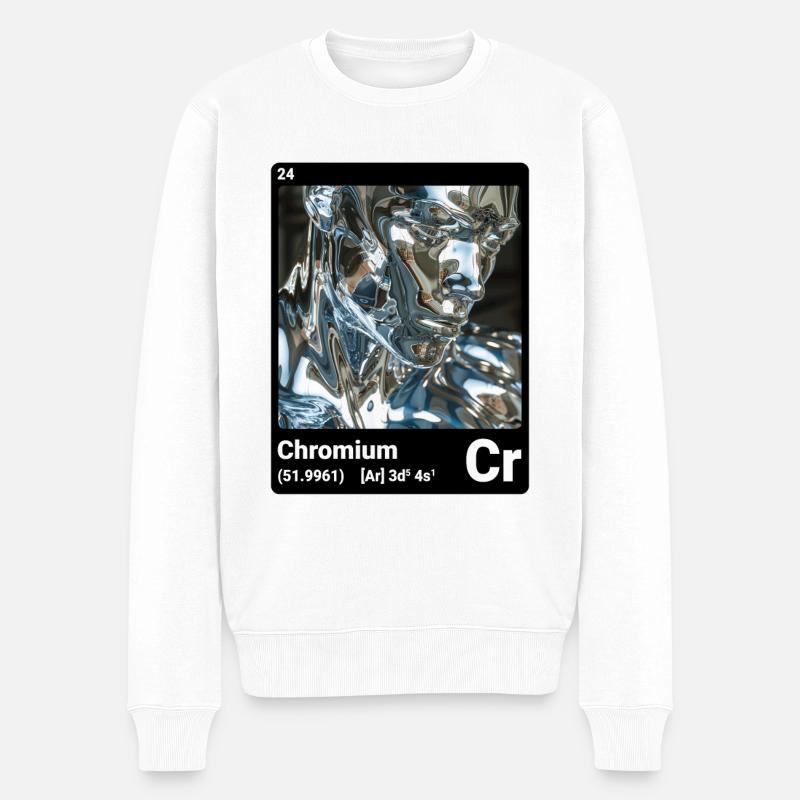 AI am Chromium (bk) - Männer Premium Bio Pullover - Weiß