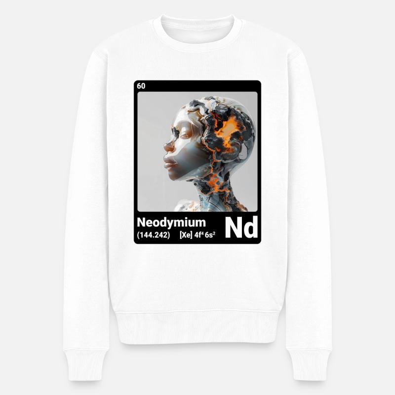 AI am Neodym (bk) - Männer Premium Bio Pullover - Weiß
