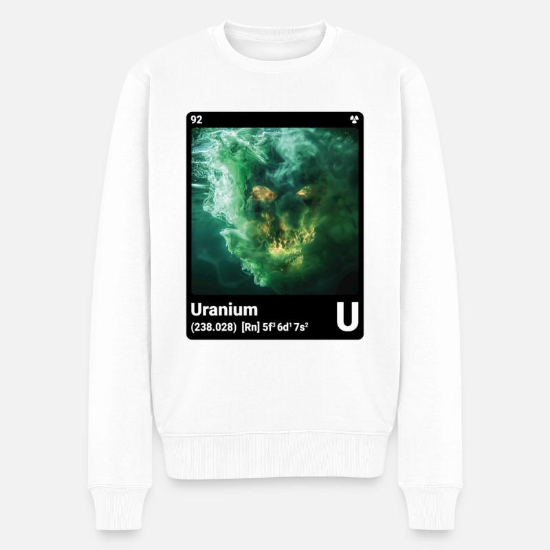 AI am Uranium (bk) Modezeitschrift nerdy - Männer Premium Bio Pullover - Weiß