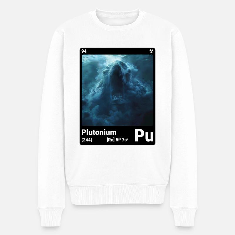 AI am Plutonium (bk) Modezeitschrift nerdy - Männer Premium Bio Pullover - Weiß