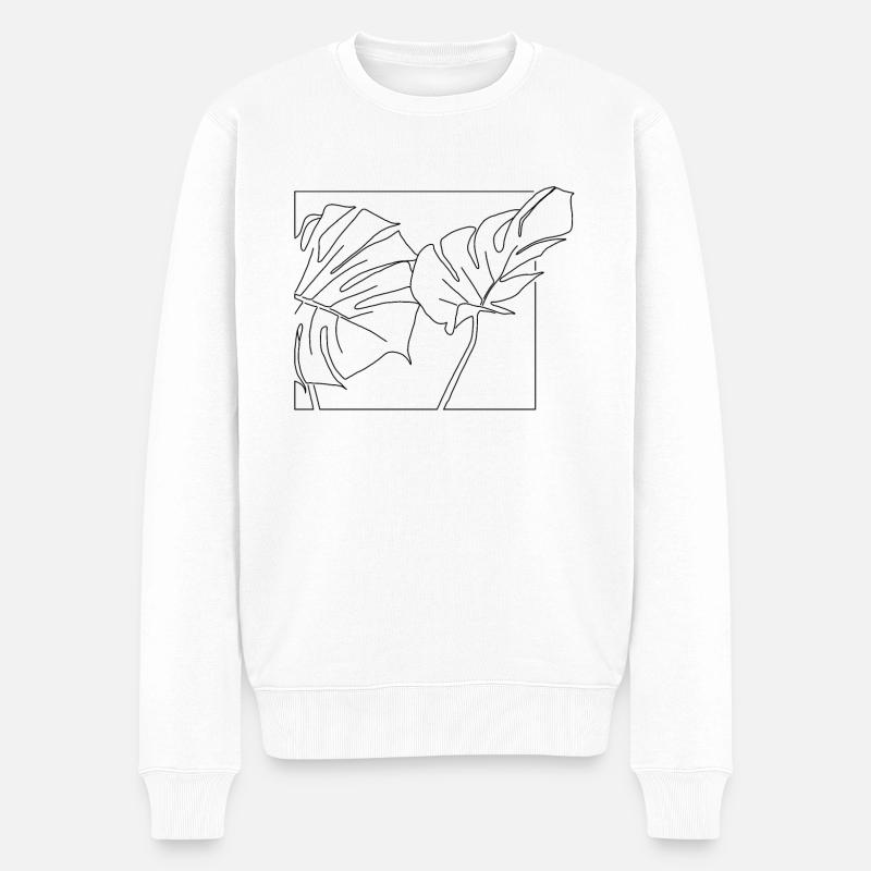 Monstera-Blätter - Männer Premium Bio Pullover - Weiß