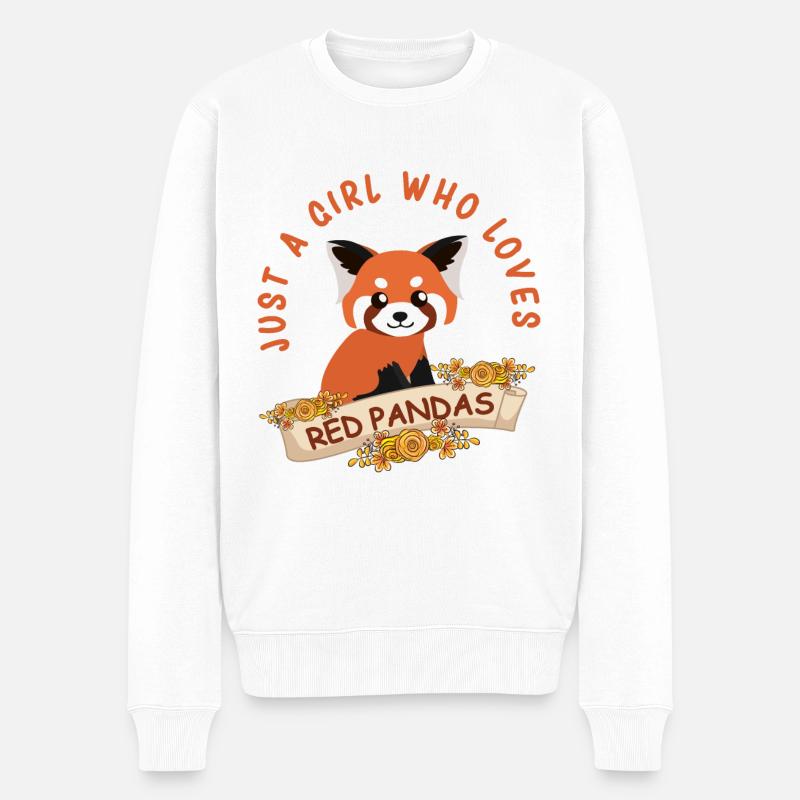 Roter Panda - Männer Premium Bio Pullover - Weiß