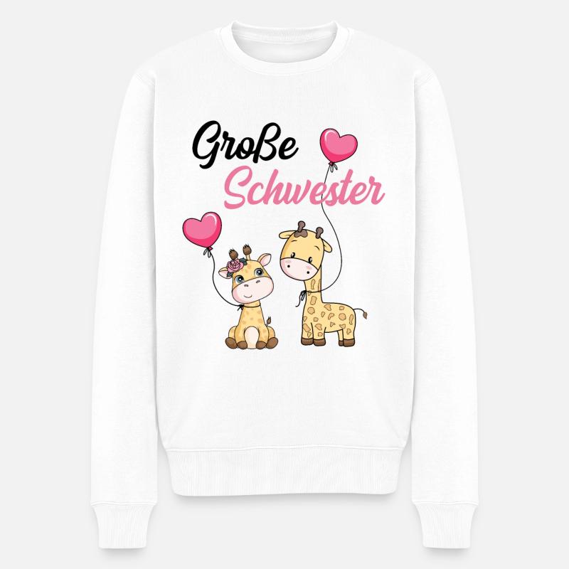 Große Schwester Giraffe - Männer Premium Bio Pullover - Weiß