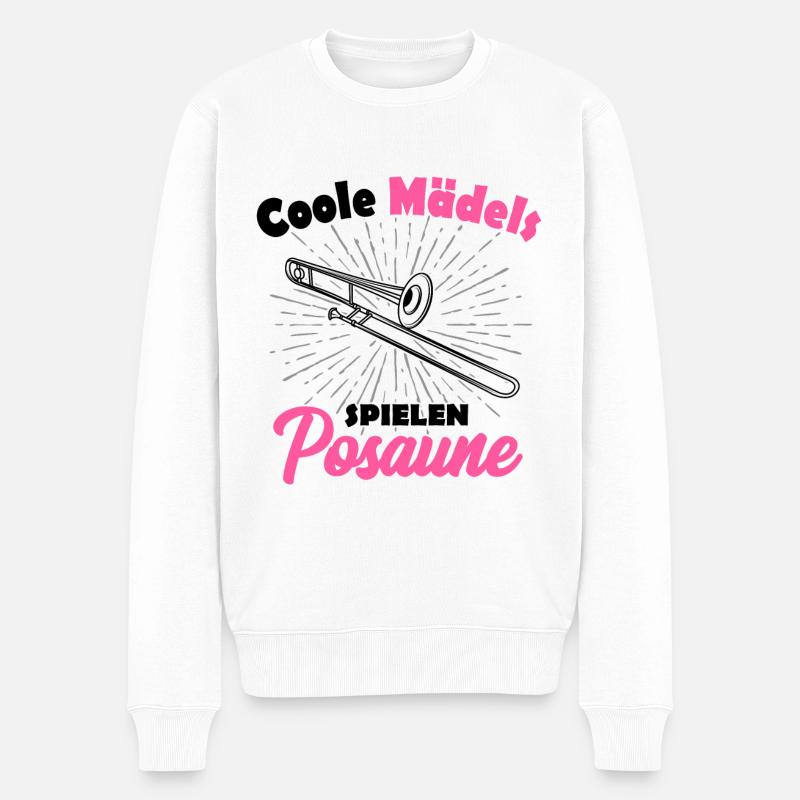 Posaune - Männer Premium Bio Pullover - Weiß