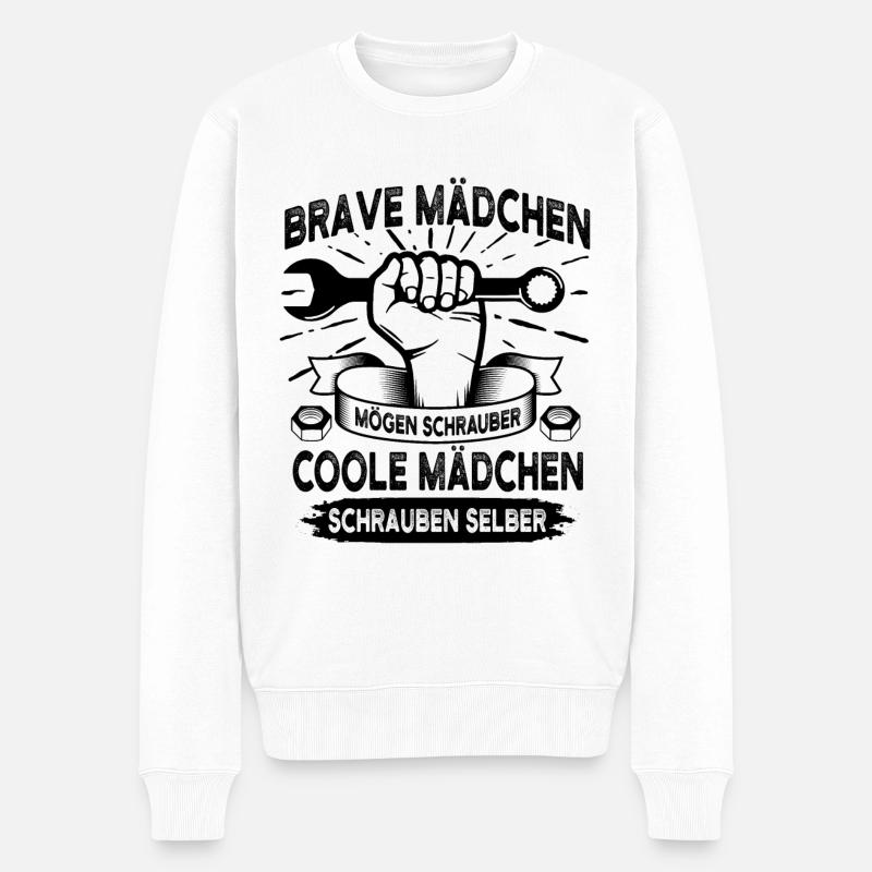 Kfz Mechanikerin - Männer Premium Bio Pullover - Weiß