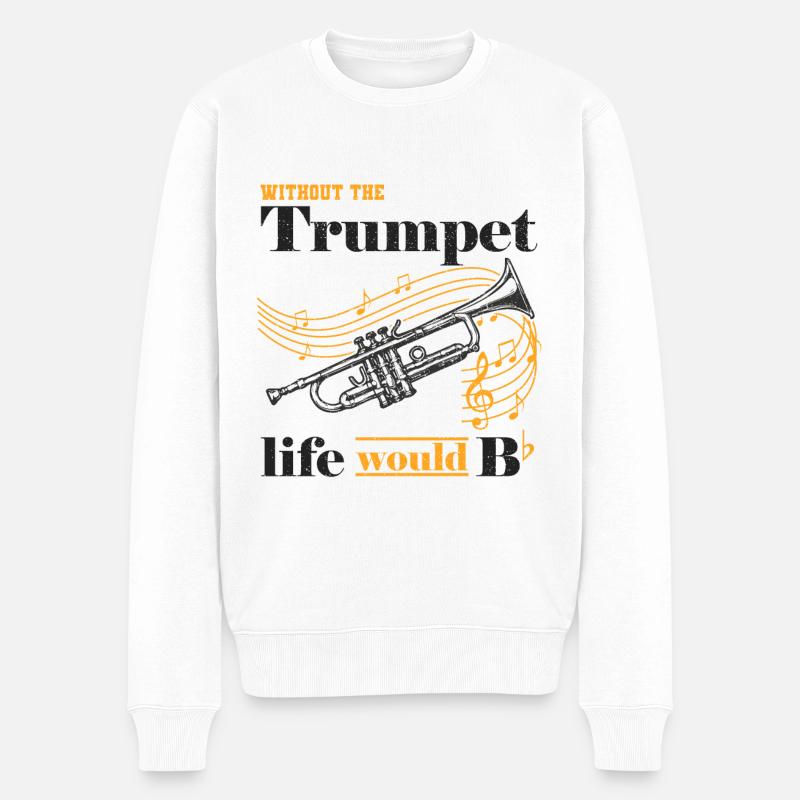 Trompete - Männer Premium Bio Pullover - Weiß