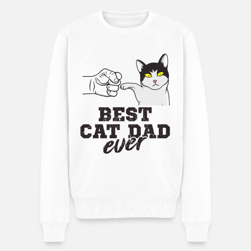Best Cat Dad - Männer Premium Bio Pullover - Weiß
