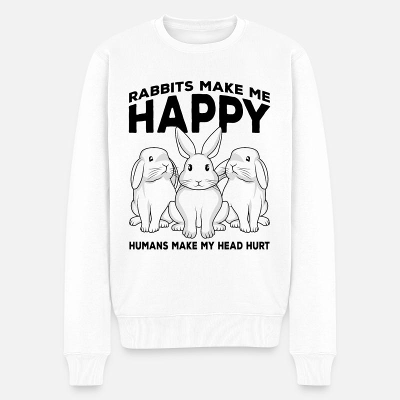 Hase - Männer Premium Bio Pullover - Weiß