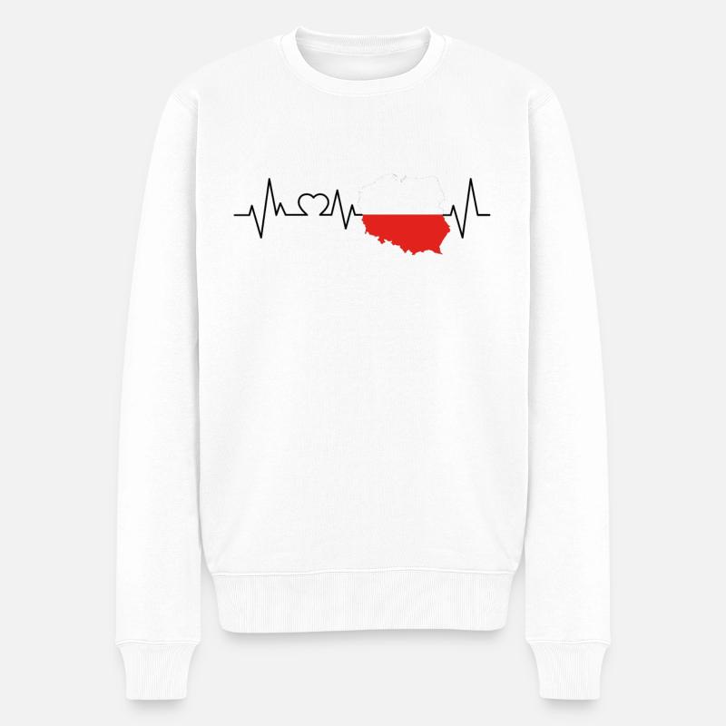 Polen Herzschlag - Männer Premium Bio Pullover - Weiß