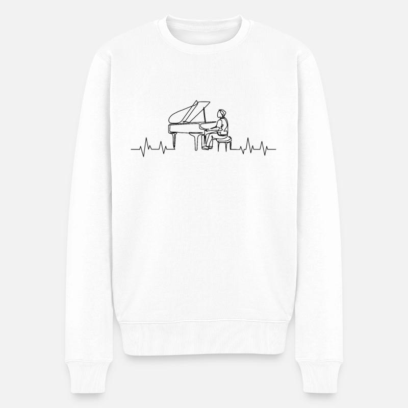 Klavier Herzschlag - Männer Premium Bio Pullover - Weiß