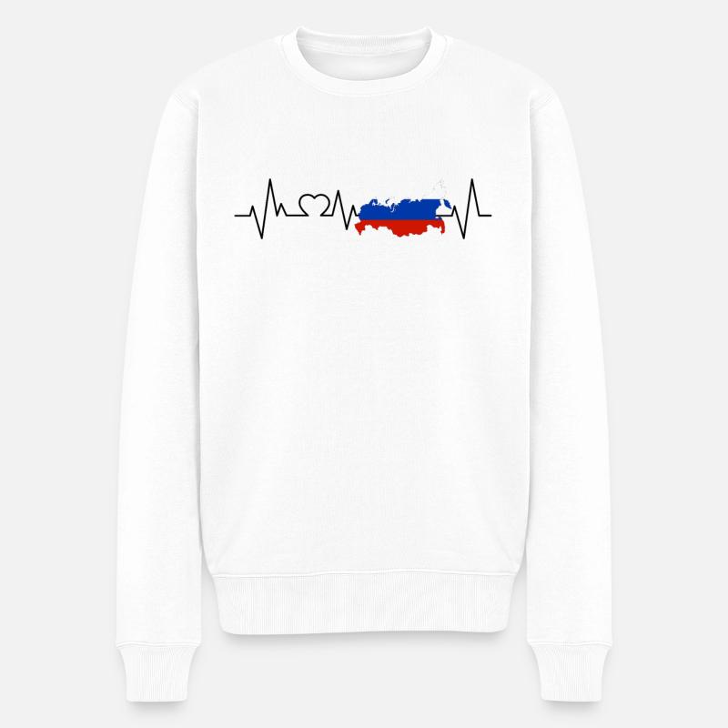 Russland Herzschlag - Männer Premium Bio Pullover - Weiß
