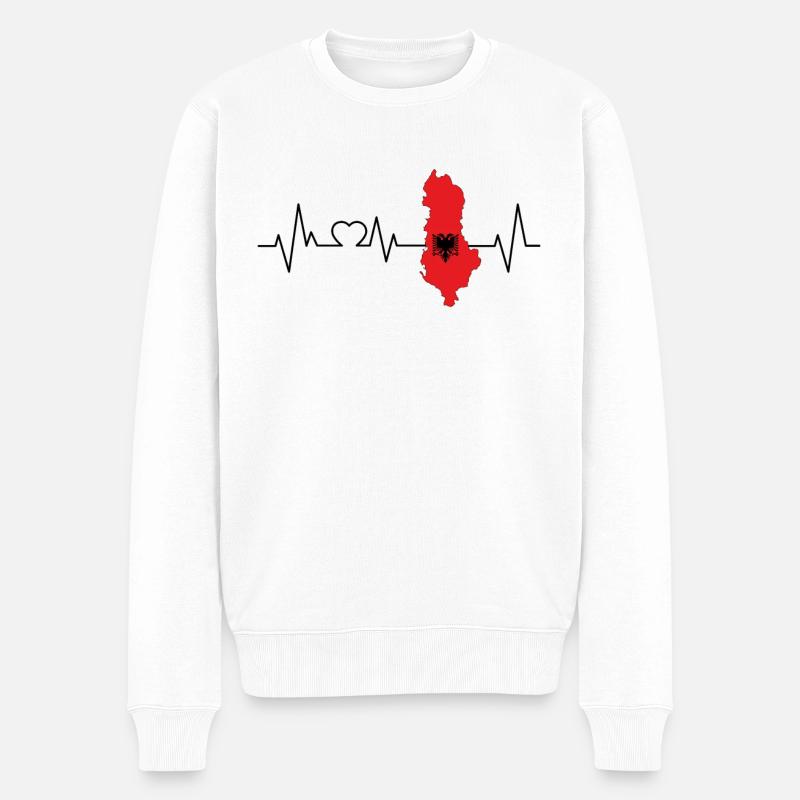 Albanien Herzschlag - Männer Premium Bio Pullover - Weiß
