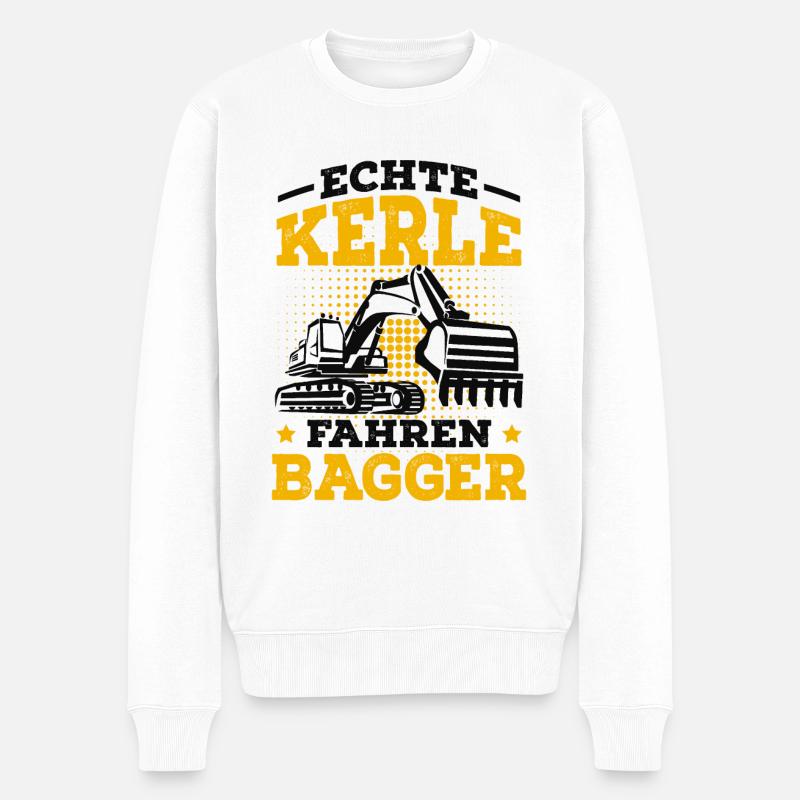 Baggerfahrer - Männer Premium Bio Pullover - Weiß