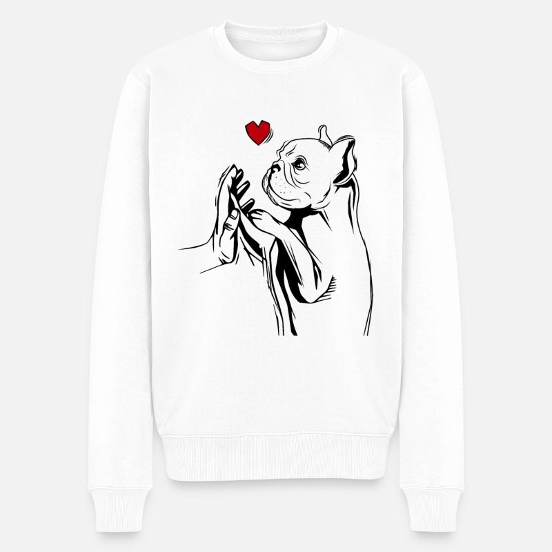 Französische Bulldogge - Männer Premium Bio Pullover - Weiß