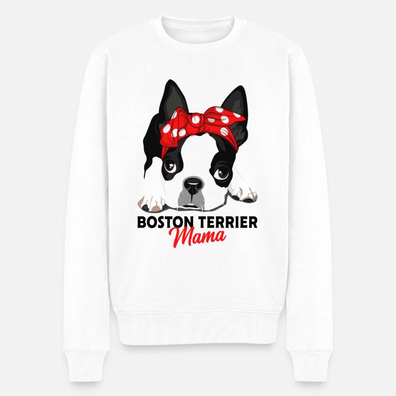 Boston Terrier - Pull Premium bio Homme - blanc