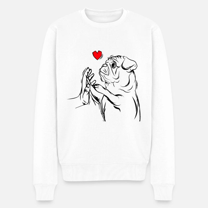 Mops - Männer Premium Bio Pullover - Weiß