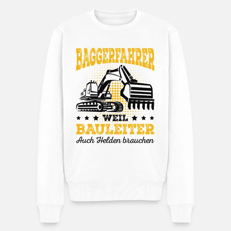 Baggerfahrer - Männer Premium Bio Pullover - Weiß
