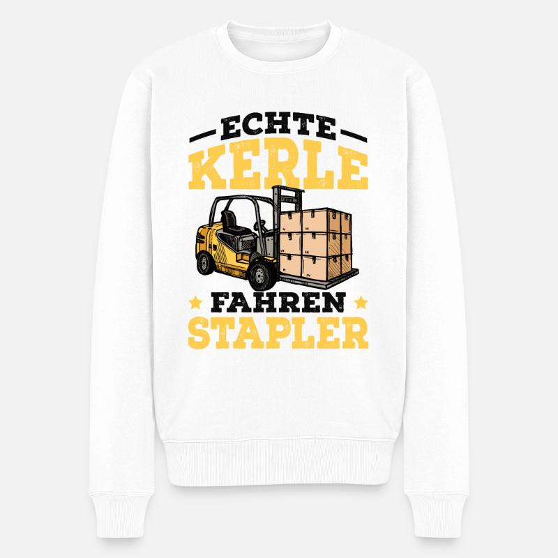 Staplerfahrer - Männer Premium Bio Pullover - Weiß