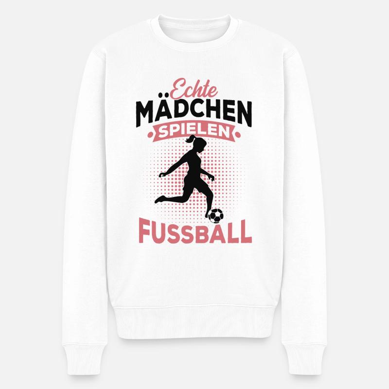 Fussball Mädchen - Männer Premium Bio Pullover - Weiß