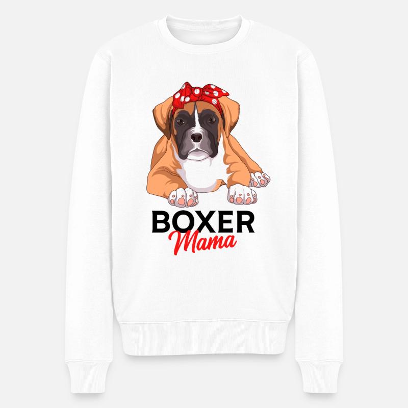 Boxer Hund - Männer Premium Bio Pullover - Weiß