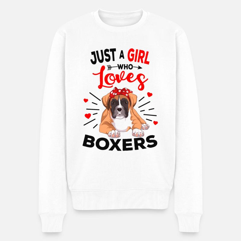 Boxer Hund - Männer Premium Bio Pullover - Weiß