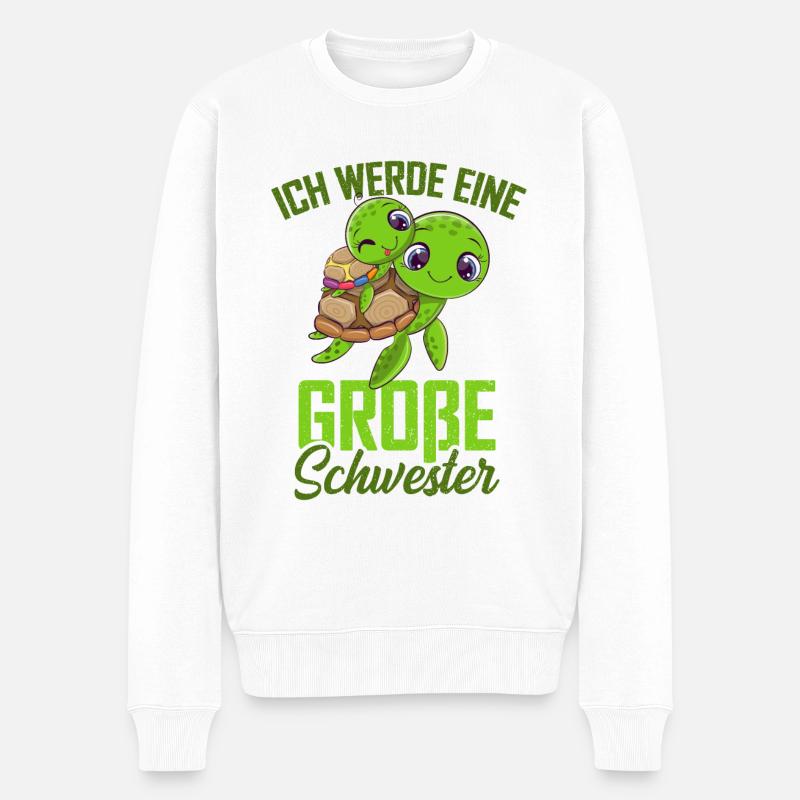 Große Schwester Schildkröte - Männer Premium Bio Pullover - Weiß