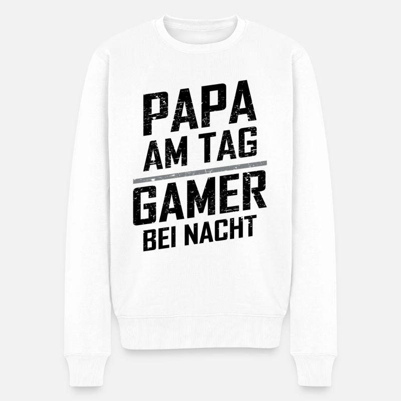 Gamer Papa - Männer Premium Bio Pullover - Weiß