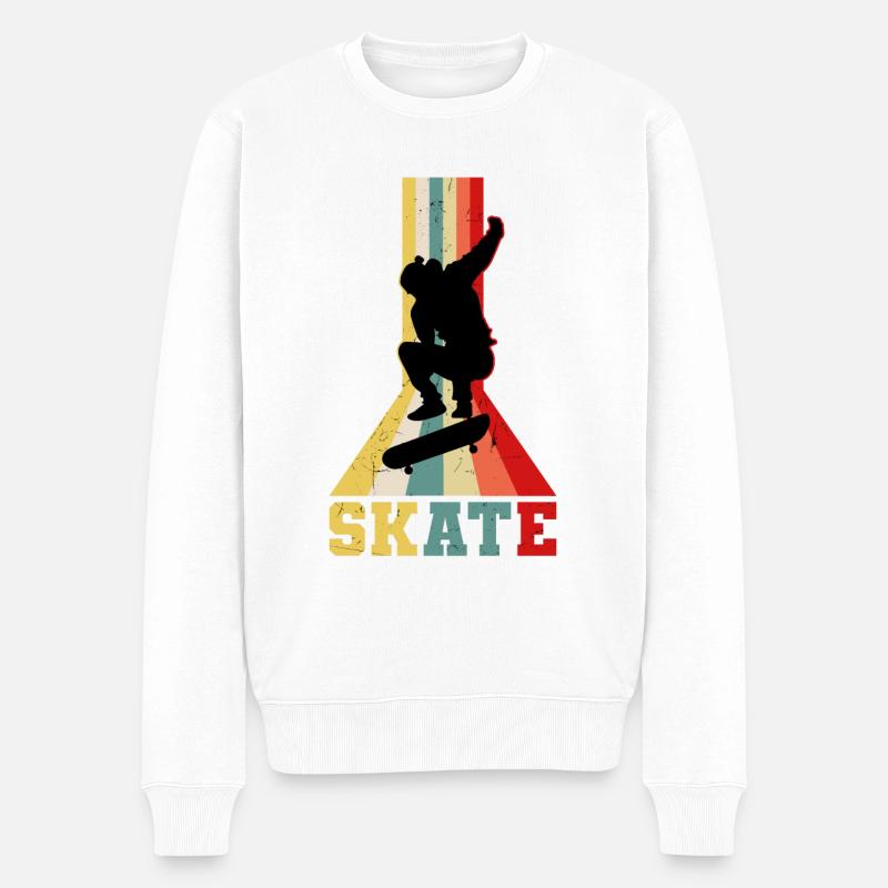 Skateboard - Männer Premium Bio Pullover - Weiß