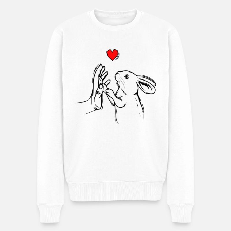 Hase - Männer Premium Bio Pullover - Weiß