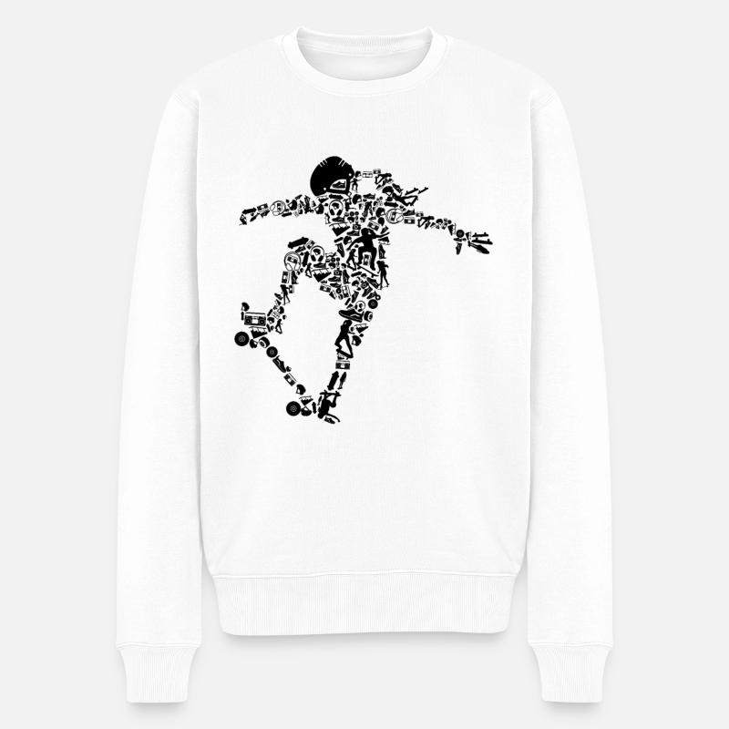 Skateboard Mädchen - Männer Premium Bio Pullover - Weiß