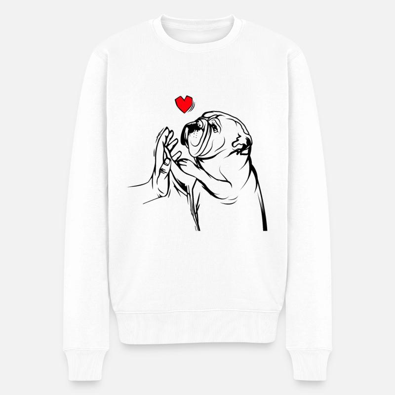 Bulldog anglais - Pull Premium bio Homme - blanc